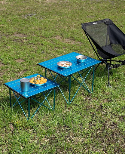 iClimb Ultralight Compact Camping Folding Table with Carry Bag (Reinforced Blue - L)