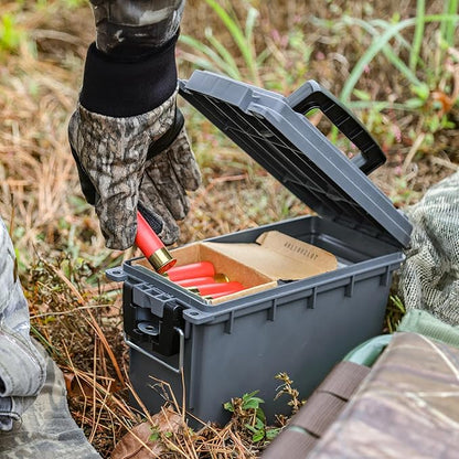 Sheffield 12759 4-Pack Ammo Storage Box, Stackable .30 Cal Field Boxes, Water and Dust Resistant, Lockable Storage Box with Handle, Secures Hunting Gear, Supplies, and Bullets, Made in the USA, Gray