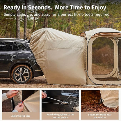 East Oak SUV Tailgate Tent Extension | Camping Shade for SUV, Truck & Hatchback | Windproof & Waterproof Canopy for Outdoor Adventures | Designed for 12x12 FT East Oak Camping Tent