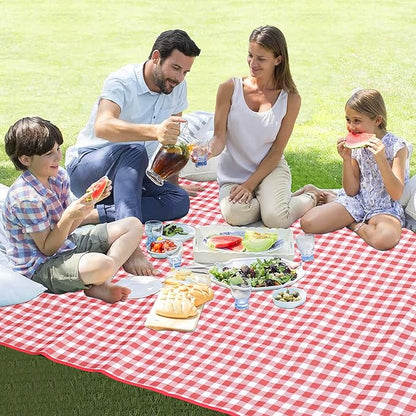 Outdoor Picnic Blanket 80"X80" Picnic Mat Extra Large Camping Blanket Beach Blanket Foldable Waterproof Sand Mat Hiking Travel Family Concerts(Red)