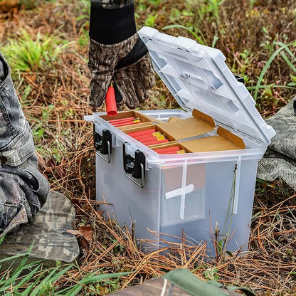 Sheffield 12767 4-Pack XL Ammo Storage Box, Stackable .50 Cal Field Boxes, Water and Dust Resistant, Lockable Storage Box with Handle, Heavy Duty Protection for Hunting Gear, Made in the USA, Frost