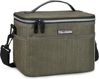Tirrinia Insulated Lunch Box for Women Men, Leakproof Reusable Lunch Bag Containers for Adult,Working,Office,Lunch Soft Cooler Bag Tote for Picnic Hiking Beach,Olive
