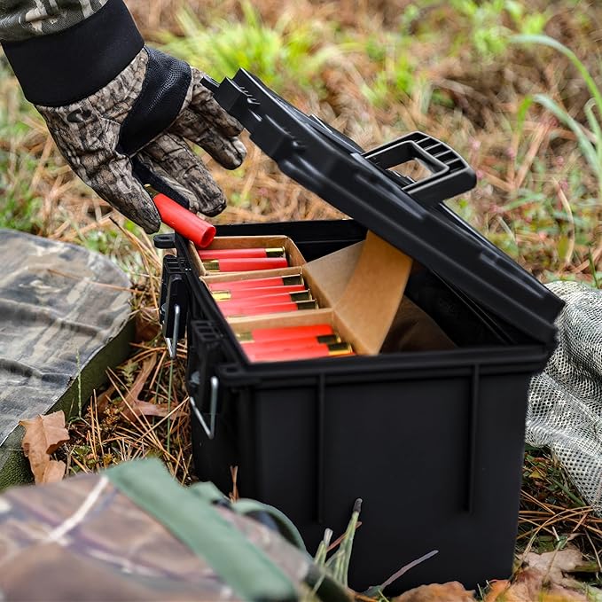 Sheffield 12706 2-Pack Combo Ammo Storage Boxes, .30 Cal and .50 Cal Field Boxes, Water and Dust Resistant, Lockable Storage Box with Handle for Hunting Gear and Bullets, Made in the USA, Black