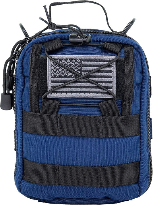 LINE2design First Aid (Ifak) Pouch EMS Bag - EMT Emergency Medical Trauma Pack Bags Tactical EDC Rescue Utility Gear IFAK Bags for Hiking Stop Bleeding Includes USA Patch - Navy