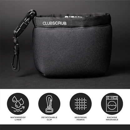 Golf Club and Golf Ball Cleaning Bag, Waterproof Clean Face Technology Liner, Detachable Clip, Machine Washable, Cleans Club Grooves, Dry Exterior (Neoprene or Microfiber Option Available)