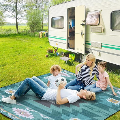 Beach Blanket, Sandproof Beach Mat, Waterproof Quick Drying Lightweight Outdoor Aztec Picnic Mat 79" X 83" for 2-4 Adults with Pocket for Travel, Camping, Hiking