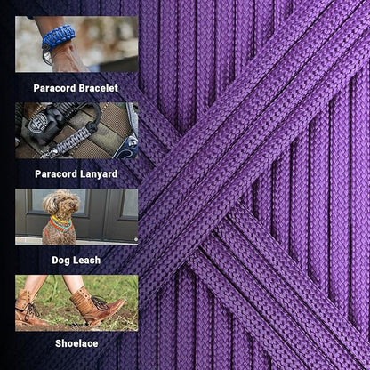 WEREWOLVES Paracord Rope, 7 Strand Type III Parachute Cord 4mm 100ft / 200ft for Crafting, DIY Projects, Survival Bracelets (Medium Purple, 100 ft)