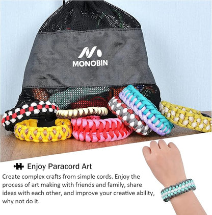 MONOBIN Paracord 550 Combo kit, 24 Colors 10ft Paracord Rope with Instruction, Multifunction Parachute Cord for Making Paracord Bracelets, Lanyard, Dog Collar, Idea for Gift…