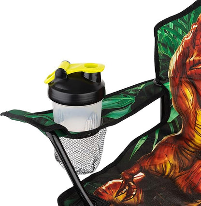 Toy To Enjoy Outdoor Dinosaur Kids Camping Chair – Foldable Children’s Chair for Camping, Tailgates, Beach, – Carrying Bag Included Mesh Cup Holder & Sturdy Construction. Ages 5 to 10 (Patent Pending)