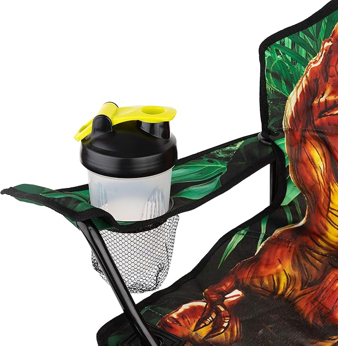 Toy To Enjoy Outdoor Dinosaur Kids Camping Chair – Foldable Children’s Chair for Camping, Tailgates, Beach, – Carrying Bag Included Mesh Cup Holder & Sturdy Construction. Ages 2 to 5 (Patent Pending)