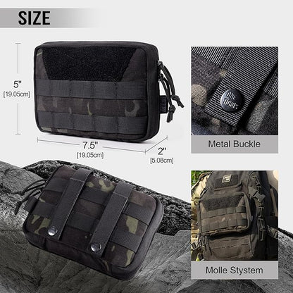 OneTigris MOLLE Pouch, Tactical Admin Pouch Belt EDC Tool Organizer Zippered Utility Waist Pack 7.5"x5"x2"