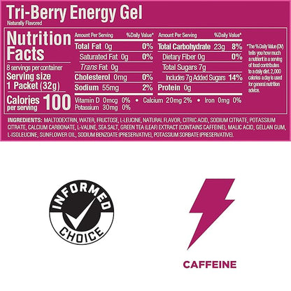 GU Energy Original Sports Nutrition Energy Gel, Vegan, Gluten-Free, Kosher, and Dairy-Free On-the-Go Energy for Any Workout, 8-Count, Tri-Berry