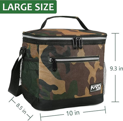 Tirrinia Large Insulated Lunch Box for Men/Women, Leakproof Thermal Lunch Bag for Office Picnic Work Beach Camping,Reusable Lunch Cooler Tote for Adult, Camo