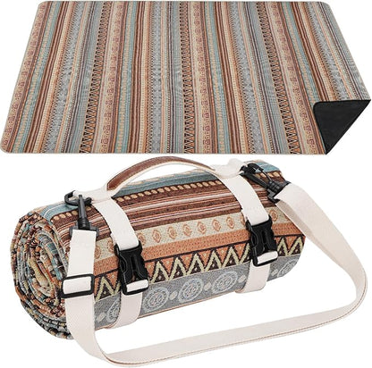 Extra Large Waterproof Picnic Blanket | Portable Camping & Beach Mat | Sand Free with Carry Strap | Park Blanket for Grass, Hiking, Travel, Concerts, Indoor (Orange)
