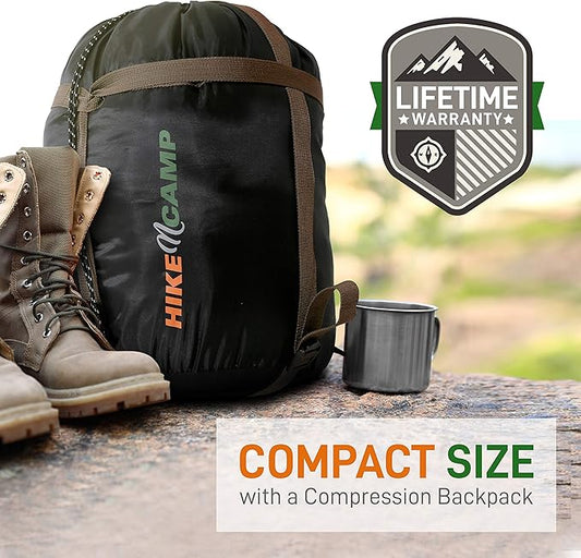 SereneLife Double Sleeping Bag with Pillows, Waterproof & Detachable for 2 Single Bags, Lightweight & Warm, Perfect for Camping, Hiking, Backpacking, and Cold Weather, Suitable for Temperatures 5-10°F