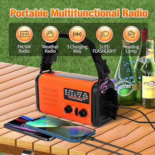 NOAA Weather Radio with AM/FM & Solar Radio, Hand Crank Emergency Radio(Condor 1), 20000MAH Rechargeable Battery Powered, Cell Phone Charging, 3 Modes Flashlight Reading Lamp, SOS Alarm for Emergency
