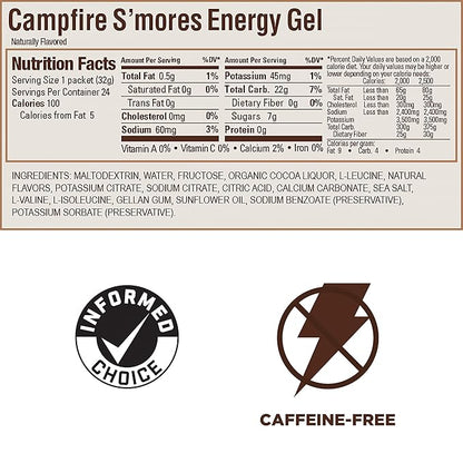 GU Energy Original Sports Nutrition Energy Gel, Vegan and Dairy-Free On-the-Go Energy for Any Workout, Campfire S'Mores, 24-Count