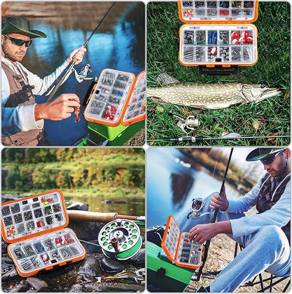 TOPFORT 187/343pcs Fishing Accessories Kit, Organized Fishing Tackle Box with Tackle Included, Fishing Hooks, Fishing Weights Sinkers, Fishing Gear and Equipment, Fishing Gift for Men