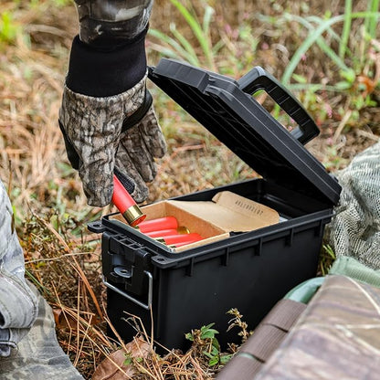 Sheffield 12772 4-Pack Ammo Storage Box, Stackable .30 Cal Field Boxes, Water and Dust Resistant, Lockable Storage Box with Handle, Secures Hunting Gear, Supplies, and Bullets, Made in the USA, Black