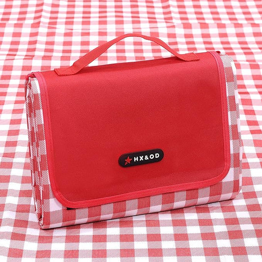 Picnic Blanket Outdoor Extra Large Picnic Mat 80"X60" Camping Blanket Beach Blanket Foldable Waterproof Sand Mat Hiking Travel Family Concerts(Red)