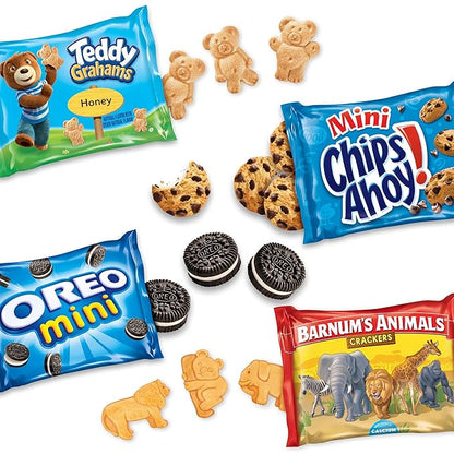 Nabisco Team Favorites Variety Pack, OREO Mini, CHIPS AHOY! Mini, Teddy Grahams Honey & Barnum's Animal Crackers, Christmas Cookies Stocking Stuffers, 30 Snack Packs (Pack of 4)