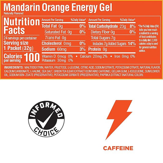 GU Energy Original Sports Nutrition Energy Gel, Vegan, Gluten-Free, Kosher, and Dairy-Free On-the-Go Energy for Any Workout, 24-Count, Mandarin Orange