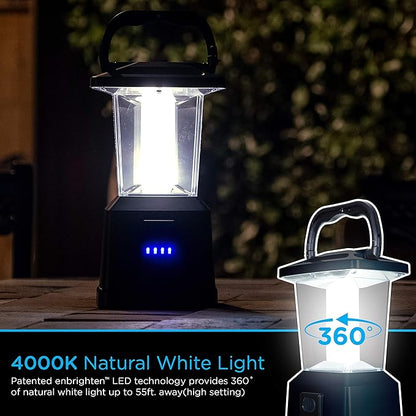 Enbrighten LED Camping Lantern, Battery Powered, Carabiner Handle, Hiking Gear, Emergency Light, Tent Light, Lantern Flashlight for Hurricane, Emergency, Survival Kits, Fishing, Home and More
