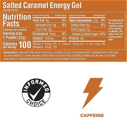 GU Energy Original Sports Nutrition Energy Gel, 8-Count, Salted Caramel