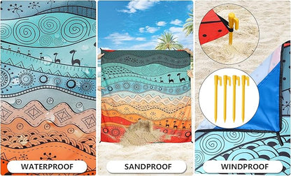 Beach Blanket Waterproof Sandproof Extra Large Beach Mat 79" X 83"/120"x108"for 1-8 Adults Quick Drying Durable Outdoor Picnic Mat for Beach Travel Camping Hiking