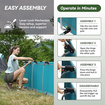 MARCHWAY Lightweight Folding Tent Camping Cot Bed with Lever Lock, Easy Setup Portable Compact for Outdoor Travel, Hunting, Hiking, Motorcycling, Support 330Lbs (Blue)