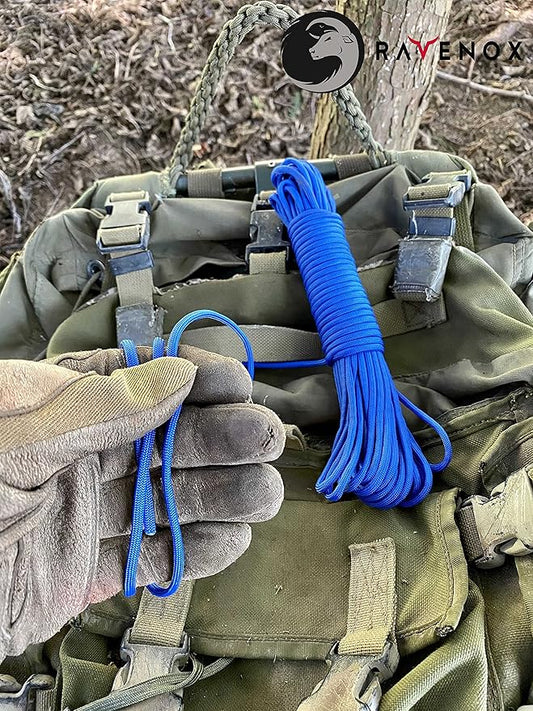 Ravenox Type III 550 Paracord | Genuine Military 550 Cord (Royal Blue)(50 FT)| 7 Inner Strand, 100% Twisted Nylon Cordage | Parachute Cord Rope for Military, Survival, Outdoor Recreation | Made in USA