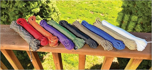 Ravenox Type III 550 Paracord | Genuine Military 550 Cord (Orange)(25 Feet)| 7 Inner Strand, 100% Twisted Nylon Cordage | Parachute Cord Rope for Military, Survival, Outdoor Recreation | Made in USA