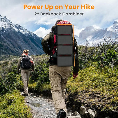 FlexSolar 30W Portable Solar Panel Chargers QC3.0 18W USB-A USB-C Output Foldable Small Power Emergency ETFE Panels IP67 Waterproof Camping Backpacking Hiking for Cell Phone Power Banks Flashlight
