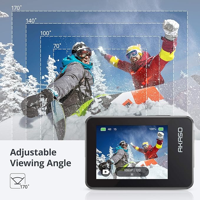 AKASO Brave 7 Action Camera 4K30FPS 20MP with 256GB U3 MicroSDXC Memory Card, Waterproof Camera with Touch Screen IPX8 33FT EIS 2.0 Zoom Support External Mic Voice Control with 2X 1350mAh Batteries
