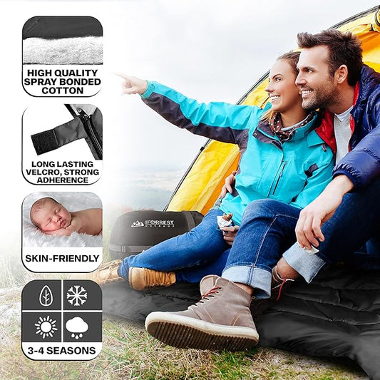 IFORREST Double Sleeping Bag for Adults - 2 Person Cold Weather(3-4 Seasons) Camping Bed, Extra-Wide & Warm - Queen Size XL