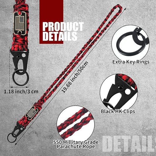 Frienda 2 Set Heavy Duty Paracord Lanyard Necklace Whistles Strap Braided 550 Keychain Lanyard for Outdoor Activities Camera