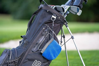 Golf Club and Golf Ball Cleaning Bag, Waterproof Clean Face Technology Liner, Detachable Clip, Machine Washable, Cleans Club Grooves, Dry Exterior