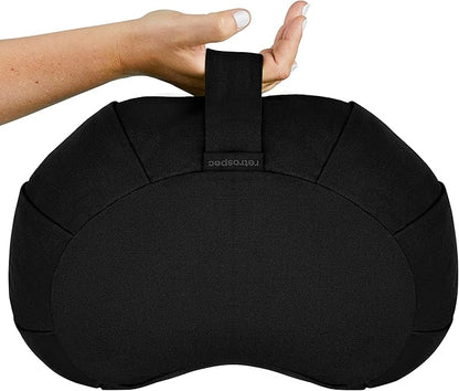 Retrospec Sedona Zafu Meditation Cushion Filled w/Buckwheat Hulls - Yoga Pillow for Meditation Practices - Machine Washable 100% Cotton Cover & Durable Carry Handle, Crescent, Black
