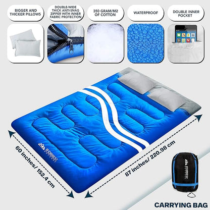 IFORREST Double Sleeping Bag for Adults - 2 Person Cold Weather(3-4 Seasons) Camping Bed, Extra-Wide & Warm - Queen Size XL