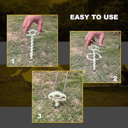 Tent Stakes Sand Stakes for Beach Tent 6 Pack Spiral Anchor Stakes 9.4 Inch Heavy Duty Screw Canopy Stakes for Camping, Hiking and More (6, Beige)