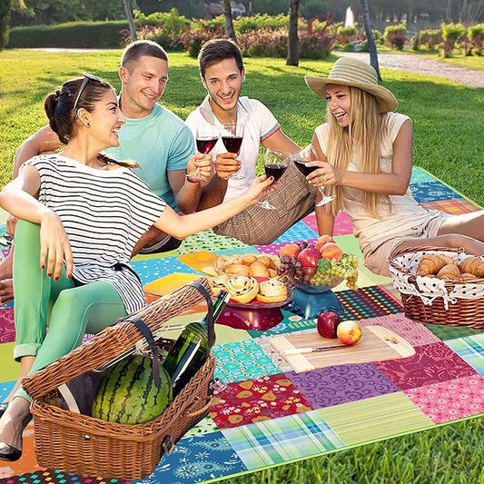 Extra Large Picnic Blankets Waterproof Foldable (60"x 80") Boho Beach Blanket Waterproof Sandproof,3-Layer Thicking Mat Outdoor Packable Camping Blanket