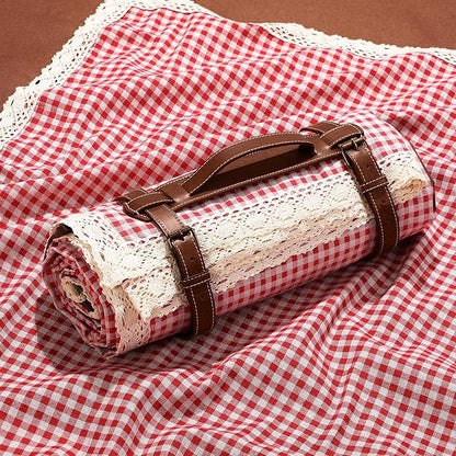 Waterproof Picnic Blankets Outdoor Blanket Foldable 2 in 1 Double Layer Sandproof Beach Mat with Carry Strap for Camping Lawn Park Beach Grass(Red White,59 x 79 Inches)