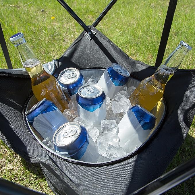 Camerons All-in-One Tailgating Table - Portable Folding Camping Table with Insulated Cooler, Food Basket, Cup Holders & Travel Bag - Collapsible Picnic Table for Fall Football Games & Outdoor BBQs