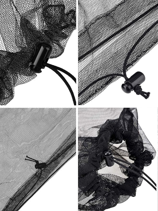 Hestya 4 Pack Mosquito Face Mesh Net Protecting Net for Outdoor Hiking Camping Climbing Mosquito Fly Insects Preventing (Black)