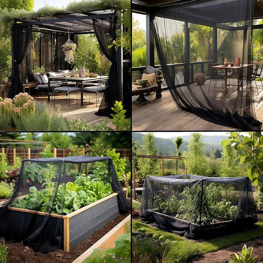Garden-Netting Cover, 10x30 FT Black Polyester, Multipurpose Netting for Outdoor & Indoor Use, Protects from Insects, Birds, Deer etc., Adjustable Size, Premium Quality